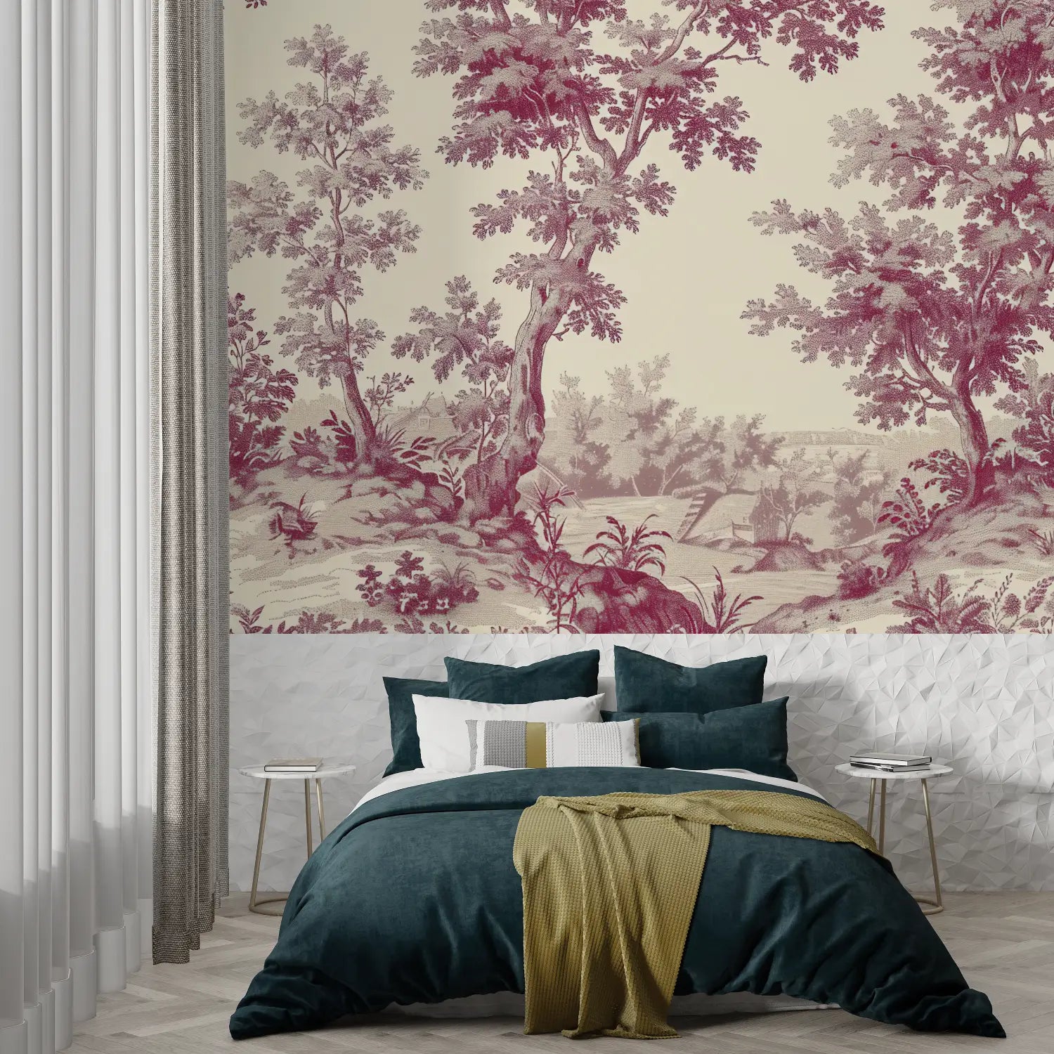 Bedroom Toile De Jouy Wallpaper - Second Image