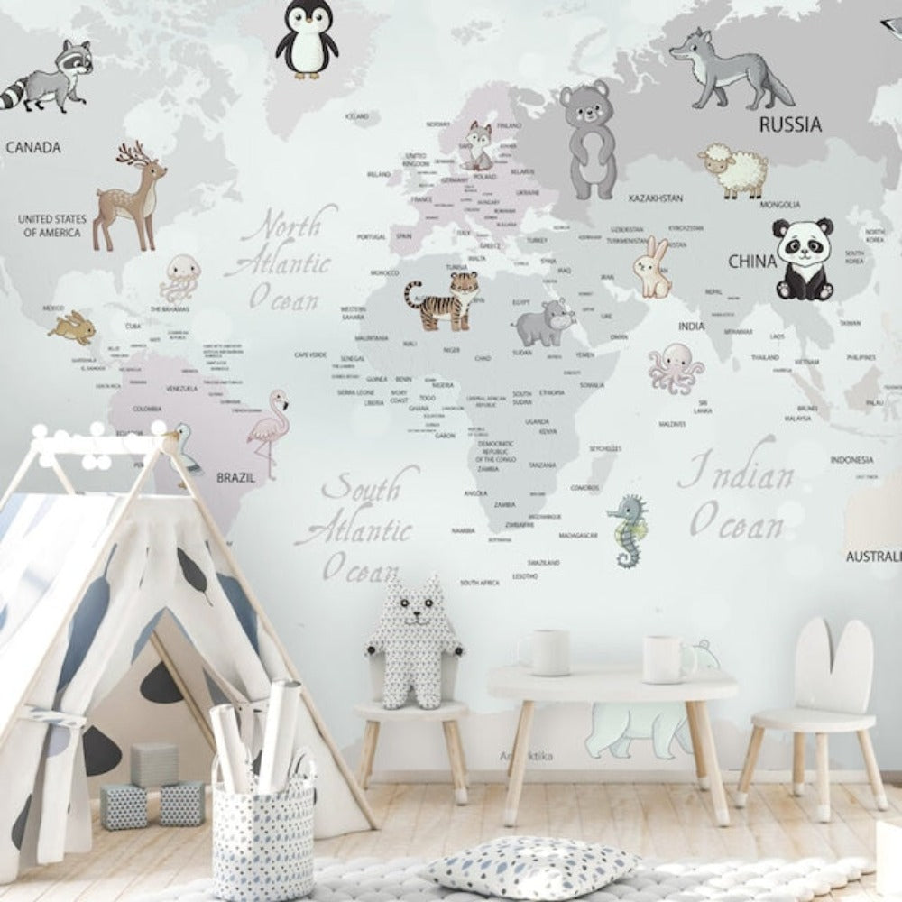 World Map Wallpaper <br/> Baby Animals - Second Image