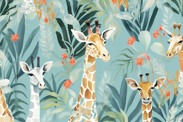 Carta da parati con disegno di giraffa per bambini