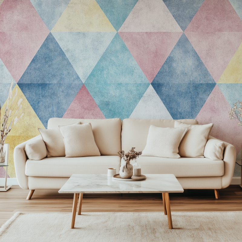 Papier peint vintage triangle canape simple