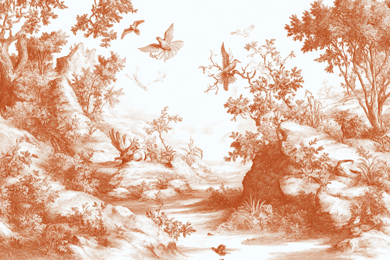 Papier Peint Terracotta Toile De Jouy Tendance