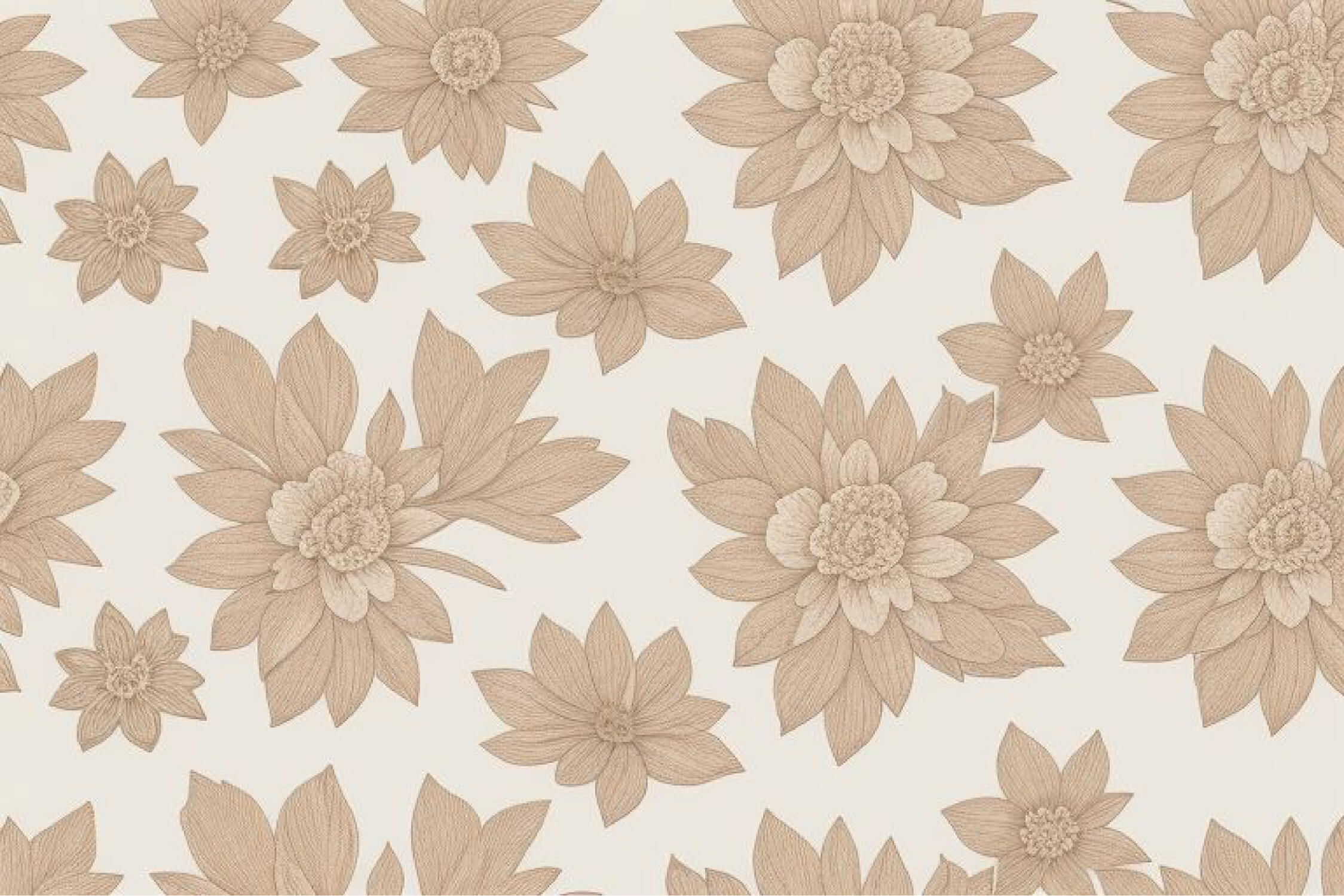 Papier Peint Cocooning Floral Taupe Doux