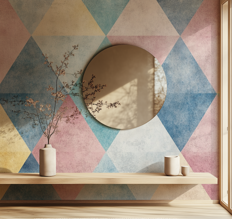 Papier peint vintage triangle miroir