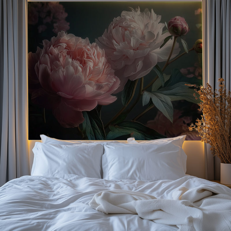 Big flower black background mural wallpaper chambre premium