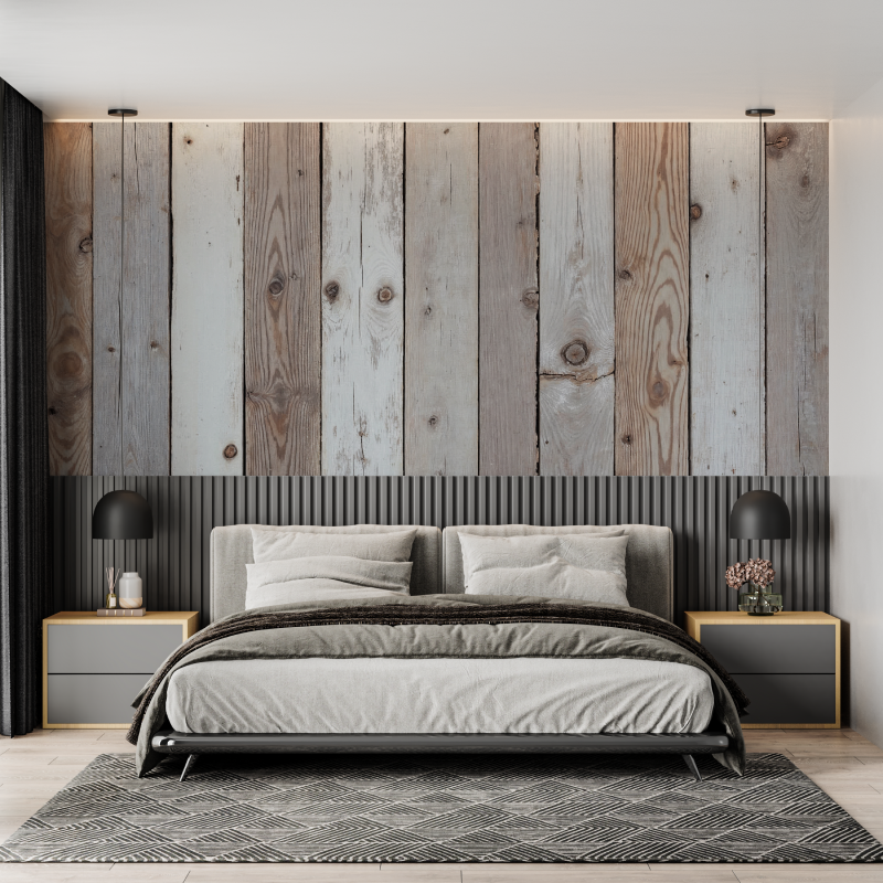 Papier peint lambris chambre cocooning mural adulte