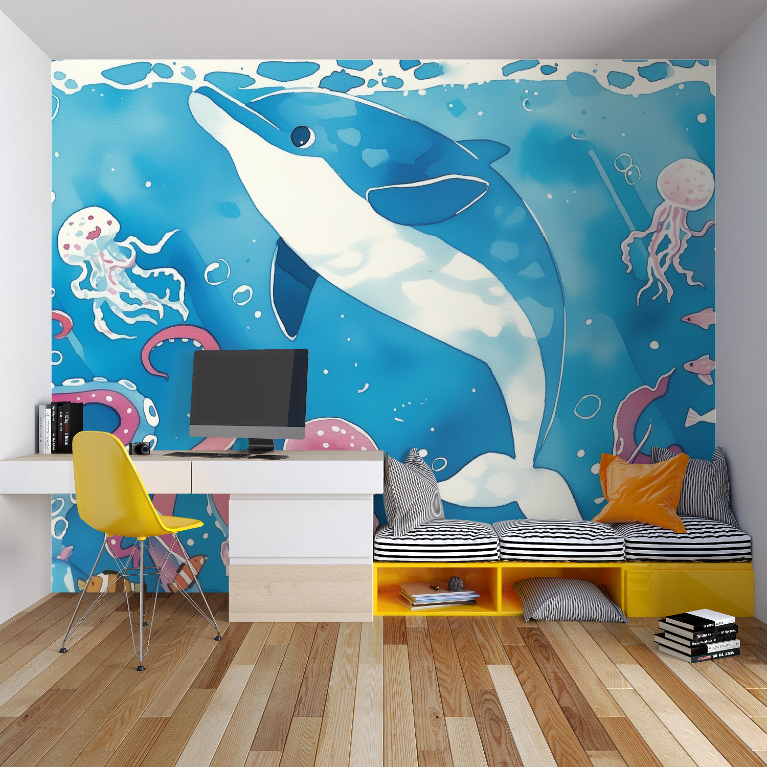 Papier Peint Enfants Bleu Marine - chambre spiderman