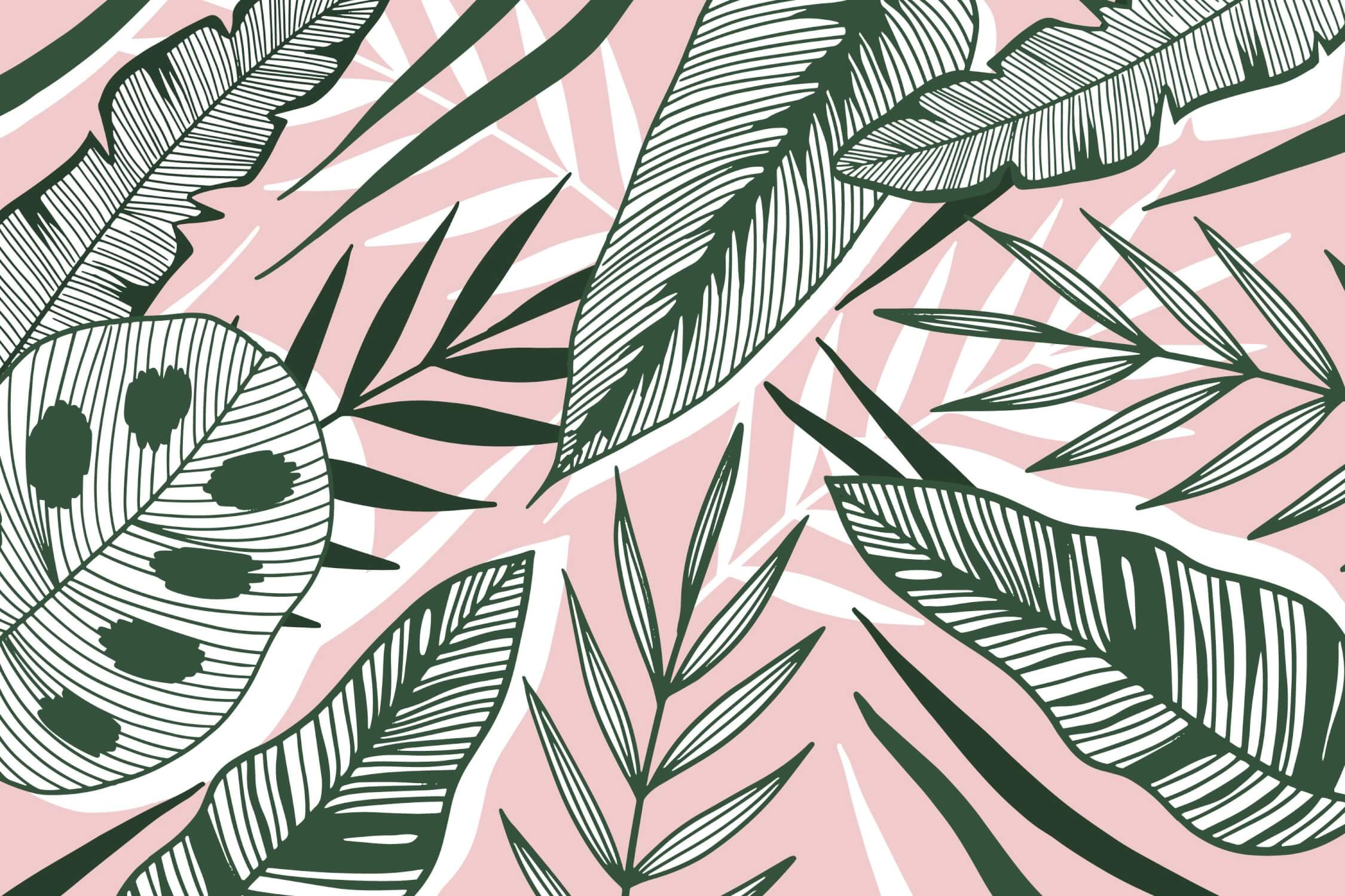 Papier Peint Jungle Vert Et Rose