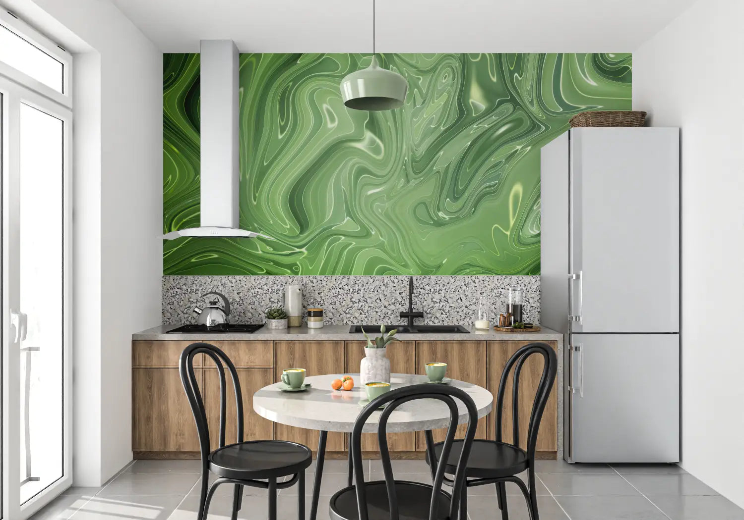 Papier Peint Abstrait Vert - mur cuisine