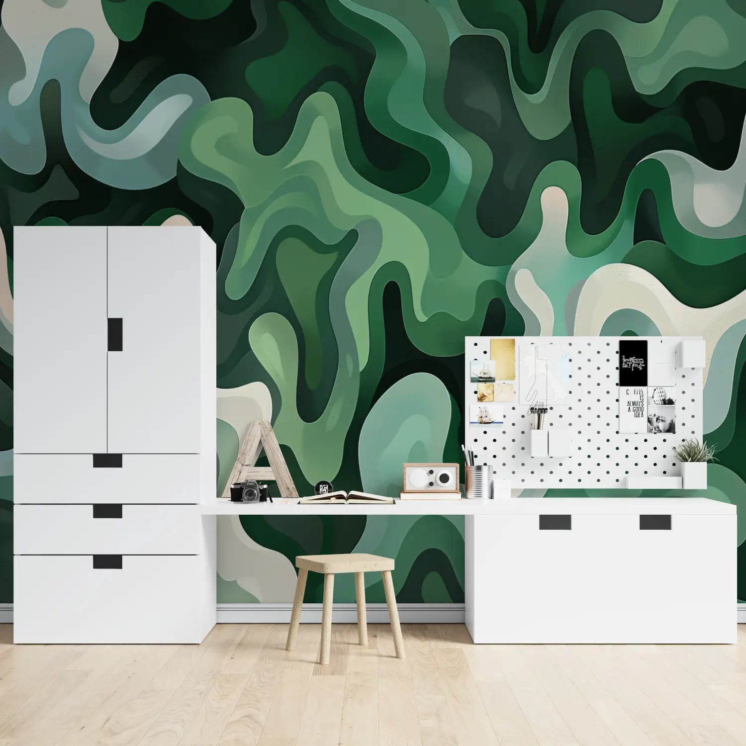 Papier Peint Ado Camouflage Vert - tapisserie hero