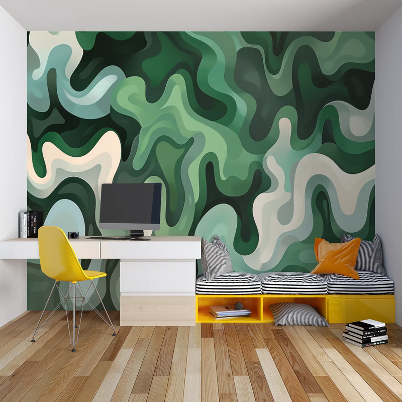 Papier Peint Ado Camouflage Vert - tapisserie garçon