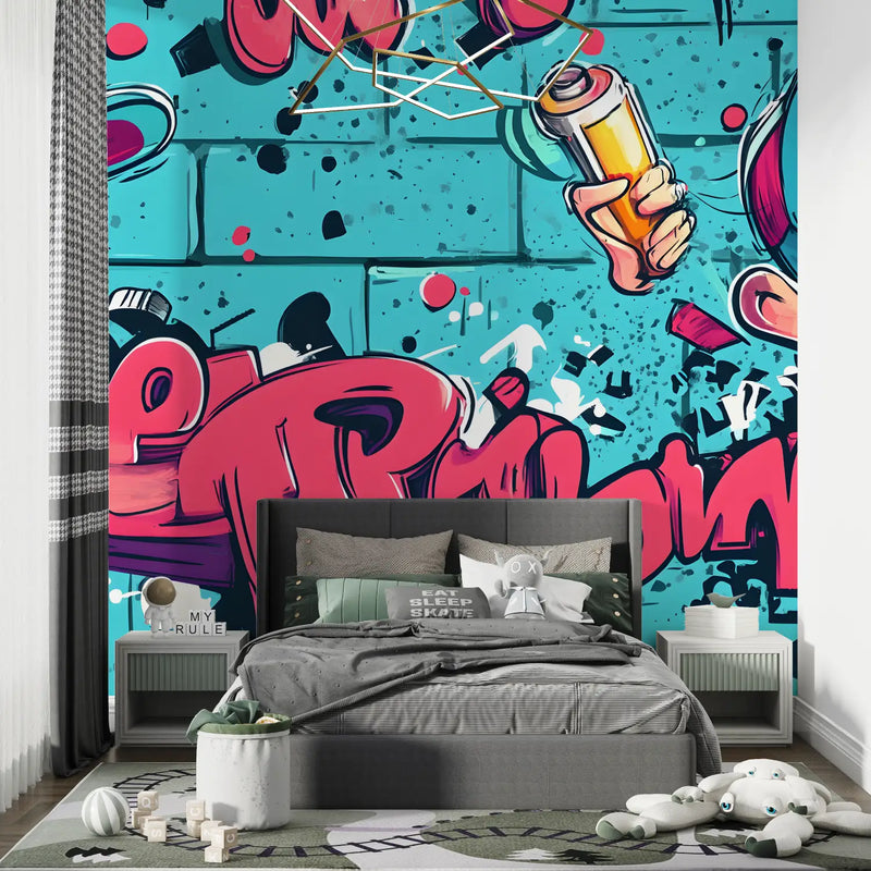 Papier Peint Ado Graffiti 3D - chambre petit