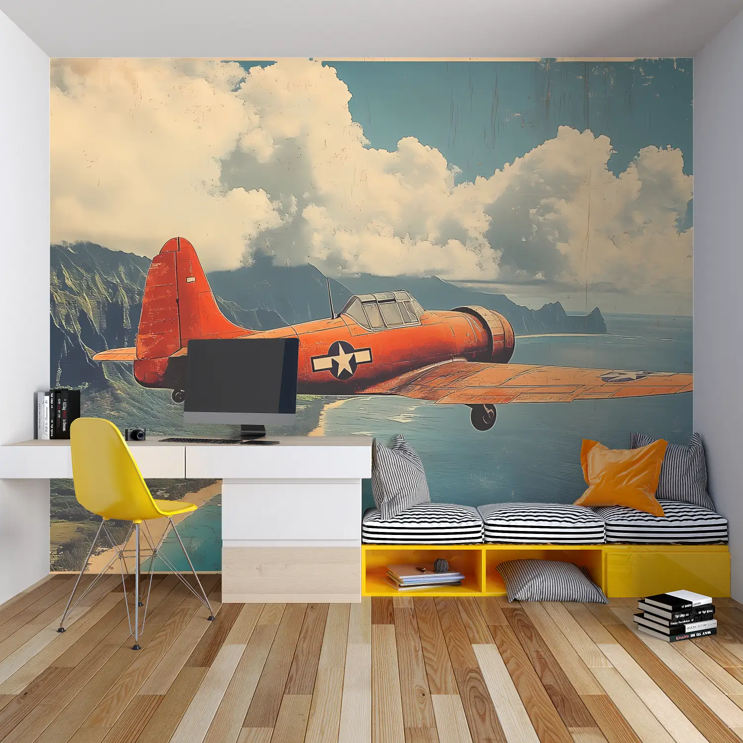 Papier Peint Ado Vintage Avion - tapisserie hero