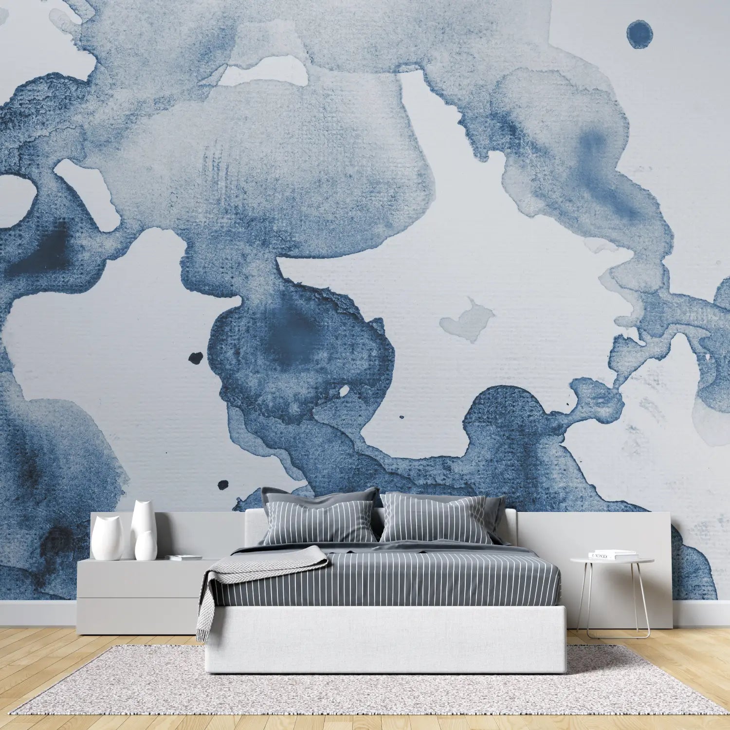 Navy Blue Watercolor Wallpaper - Second Image