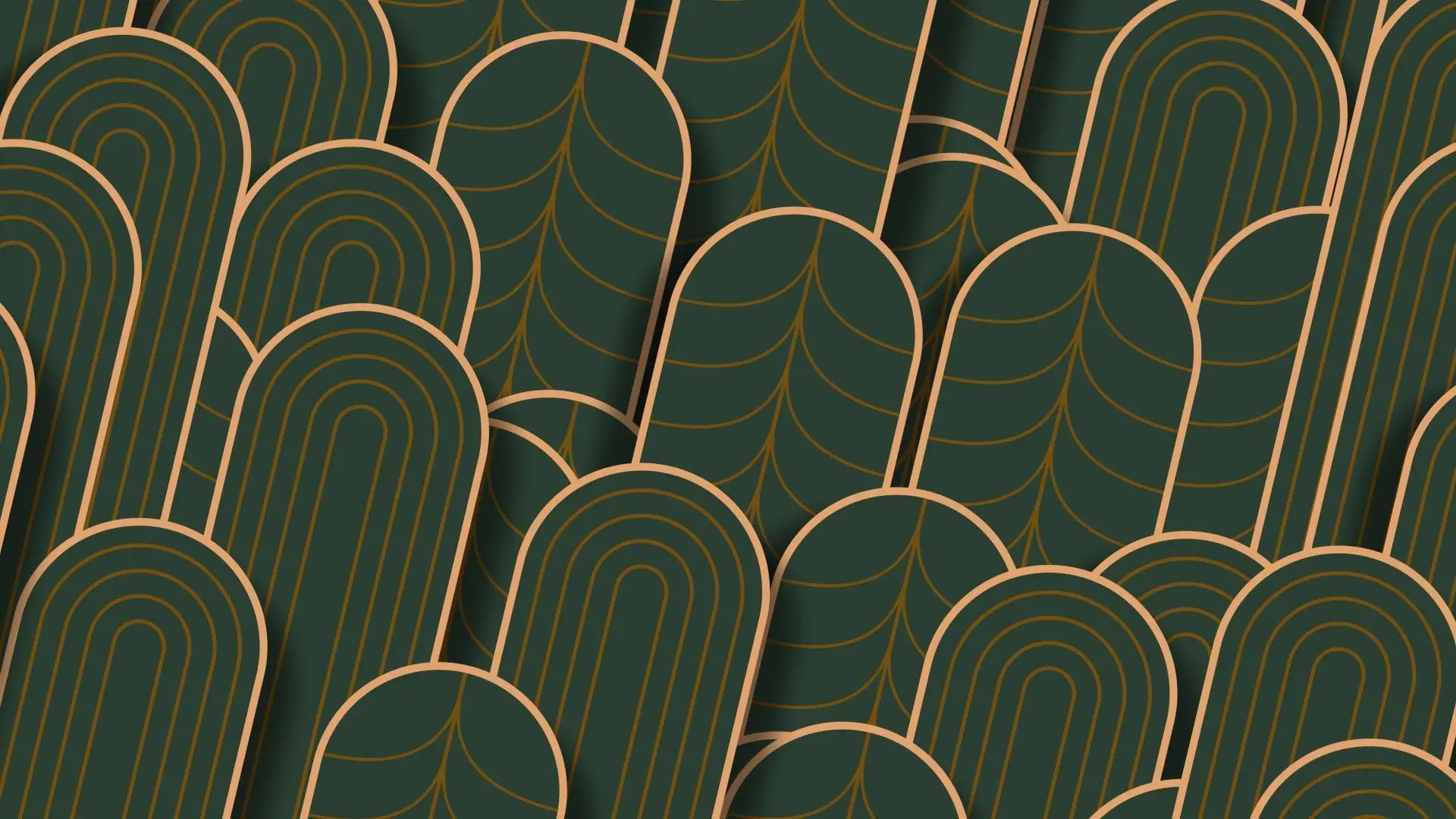 Green and gold art deco wallpaper