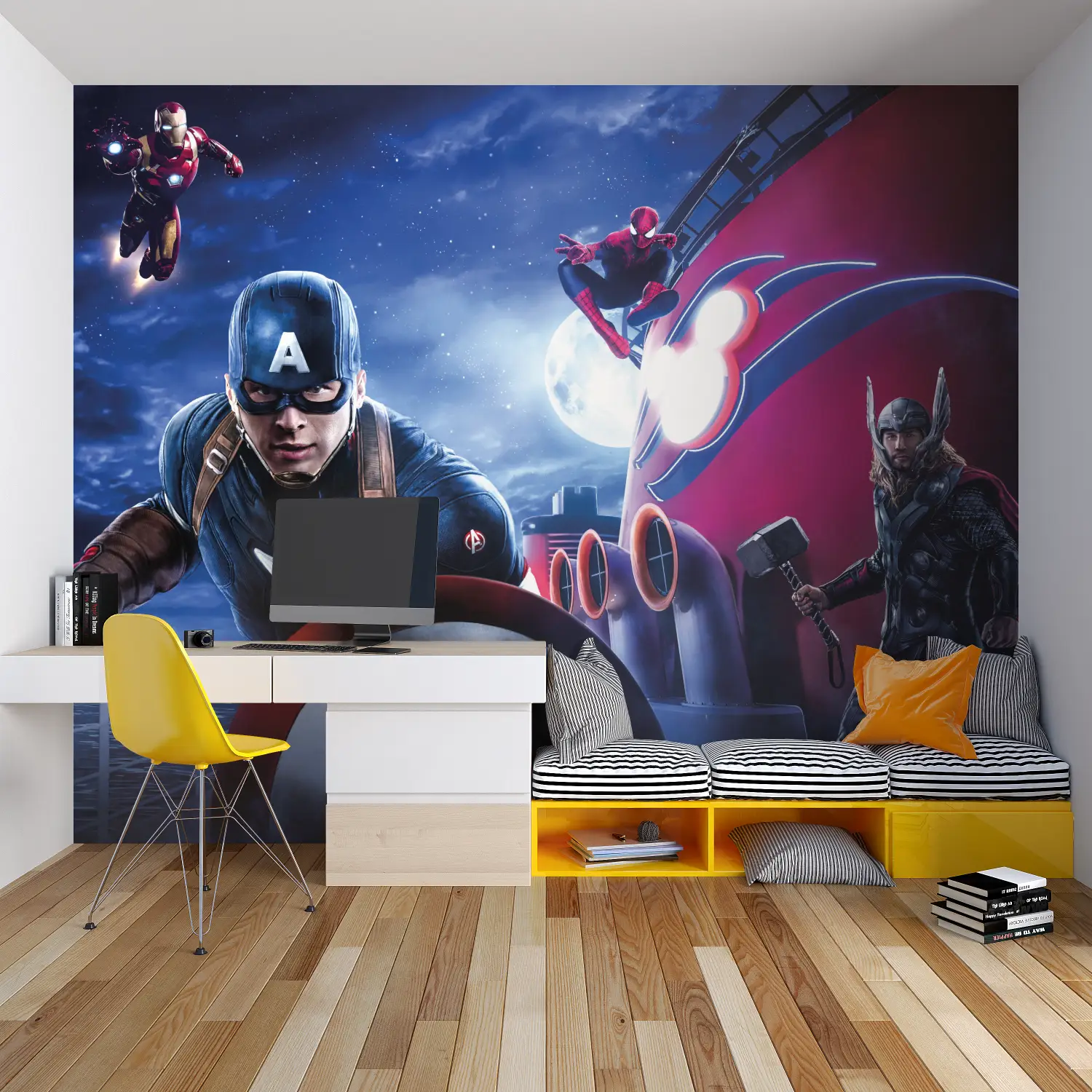 Papier Peint Avengers Panoramique - tapisserie hero