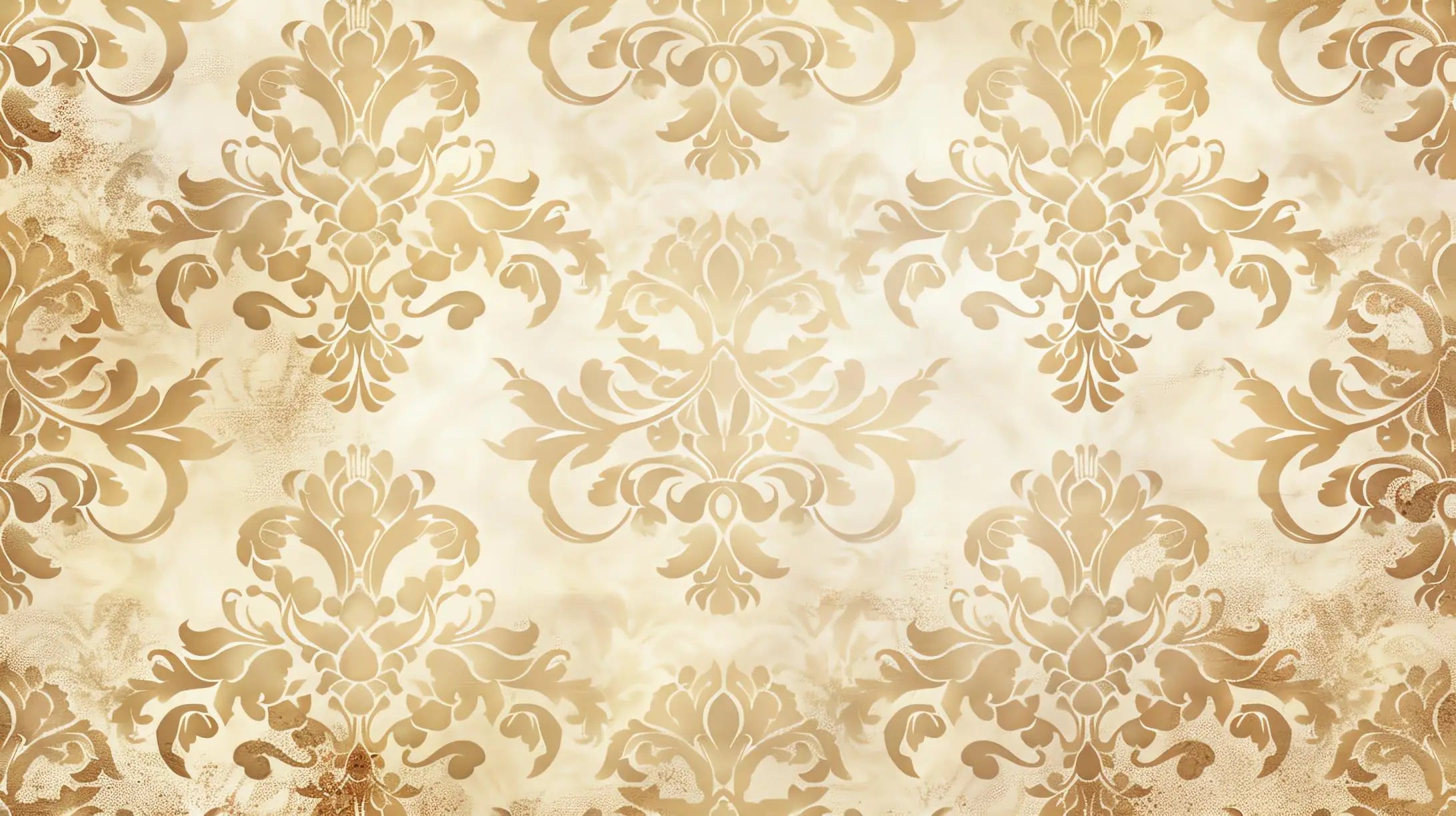 Golden beige baroque wallpaper