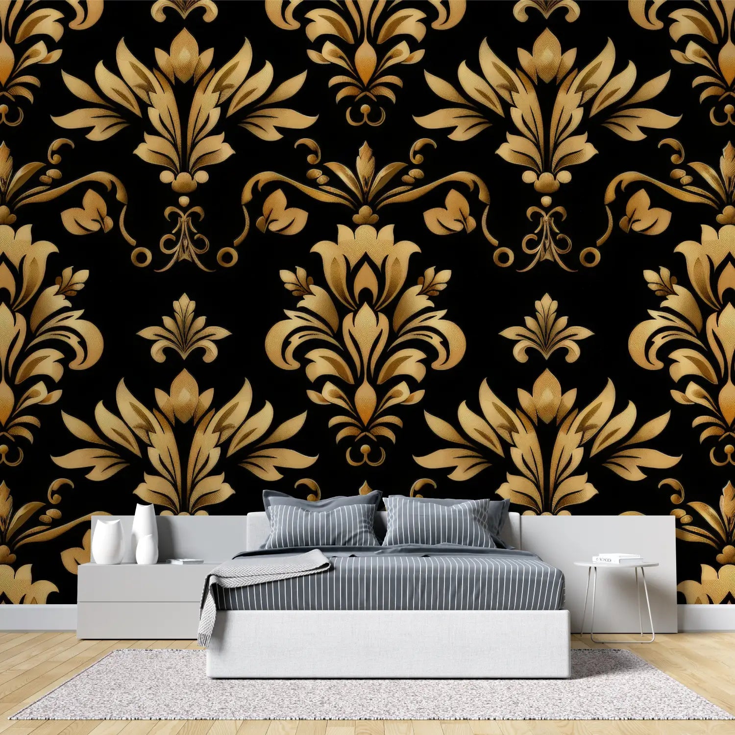 Black and Gold Baroque Wallpaper - Second Image