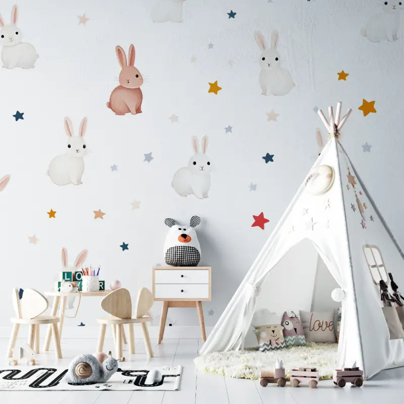 Baby wallpaper with rabbit patterns - Second Image