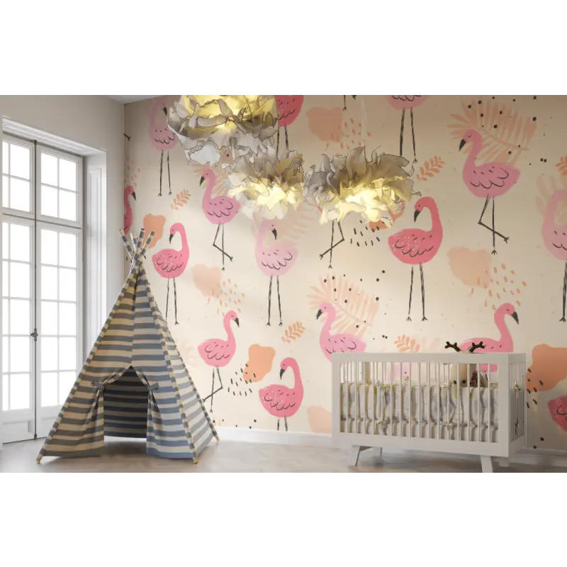 Flamingo pattern baby wallpaper - Second Image