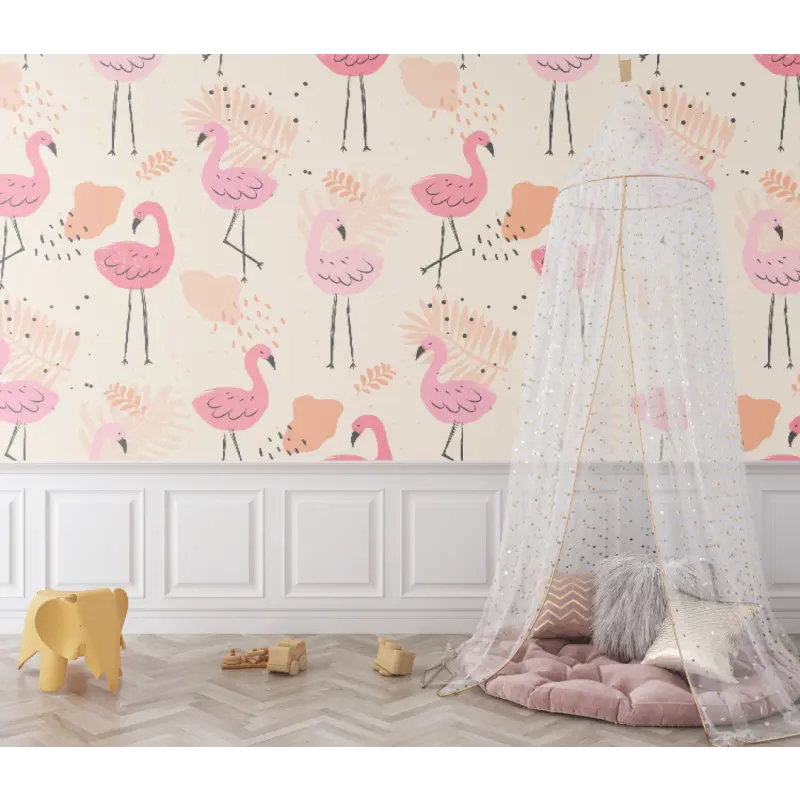 Flamingo pattern baby wallpaper - Second Image