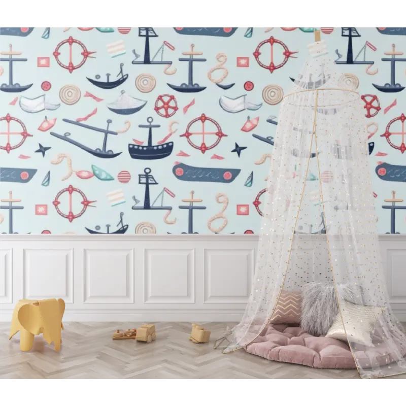 Nautical pattern baby wallpaper - Second Image