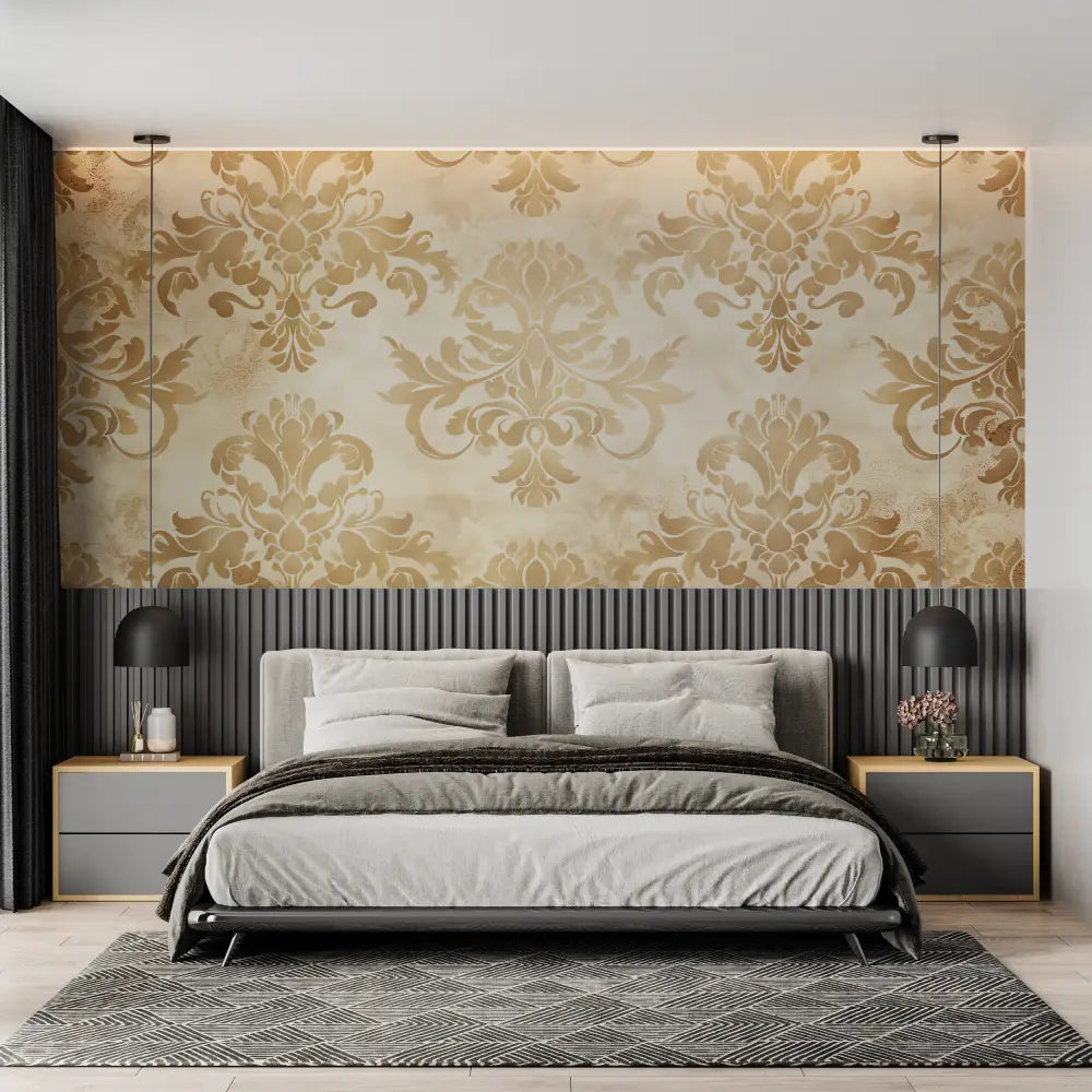 Baroque Golden Beige Wallpaper - Second Image