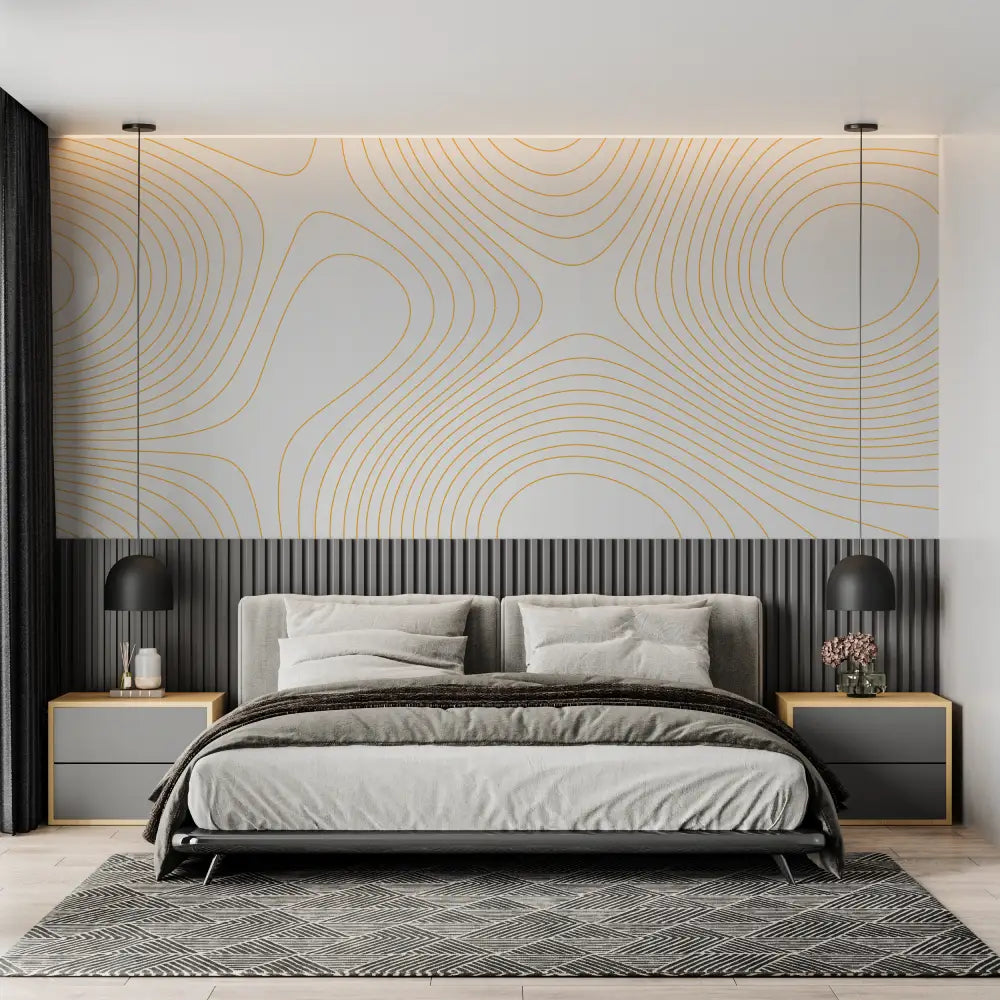 White Wallpaper With Golden Pattern - Second Image