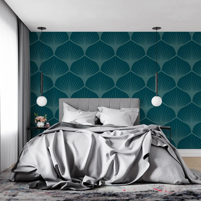 Papier Peint Bleu Ginkgo - tendance mur