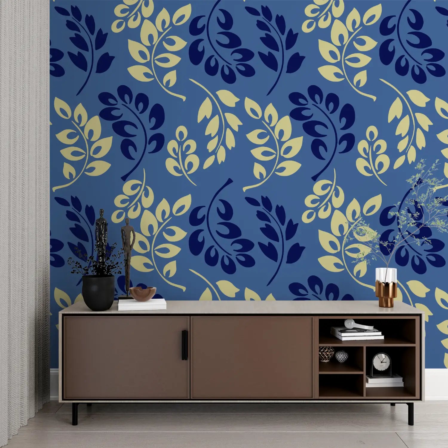 Papier Peint Bleu Motif - contemporain