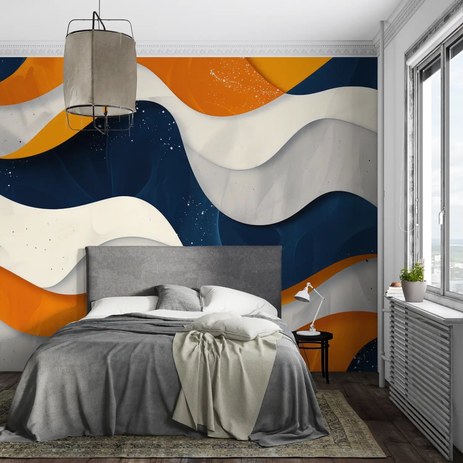 Papier Peint Bleu Orange - pano mural