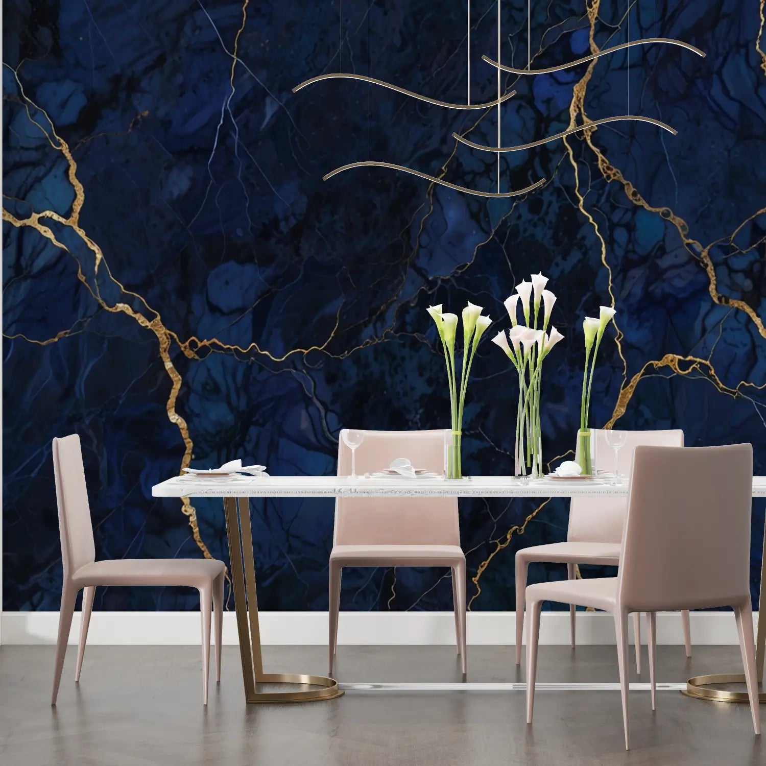 Royal Blue And Gold Marble Wallpaper - Second Image