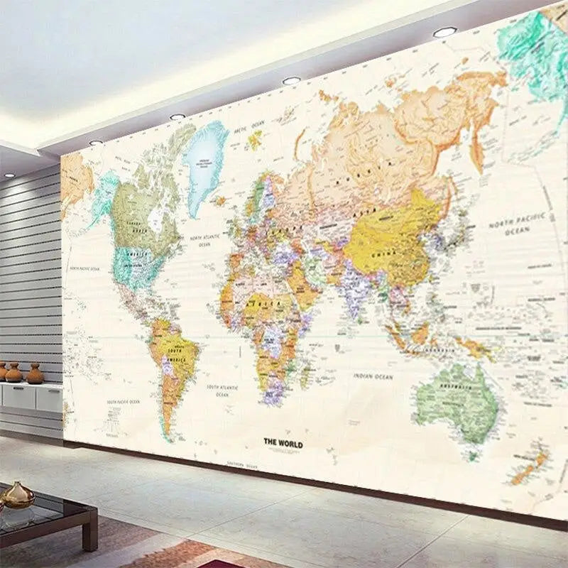 Western Pattern World Map Wallpaper - Second Image