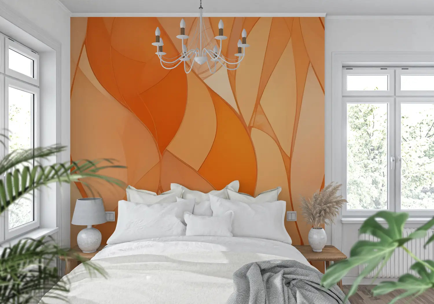 Papier Peint Couleur Orange - mur cuisine