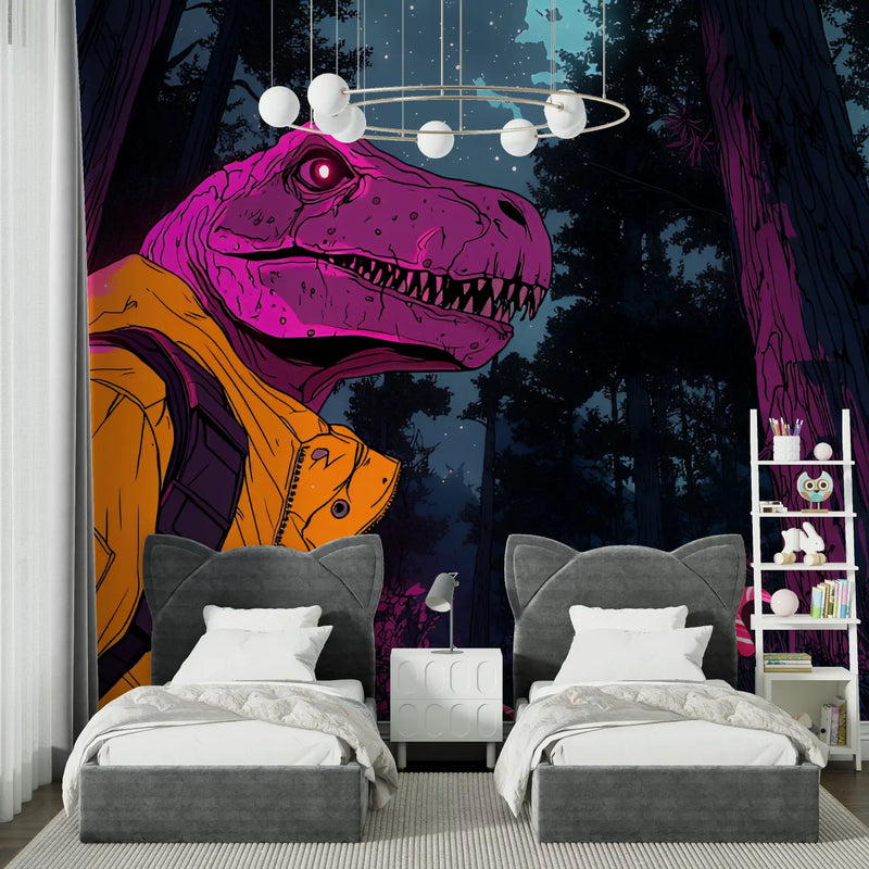 Papier Peint Dinosaure Anime - chambre garçon lit