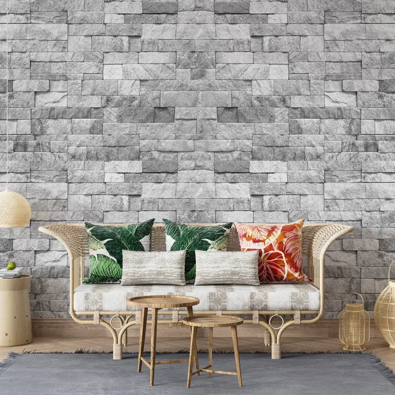 Gray Brick Effect Wallpaper - Second Image