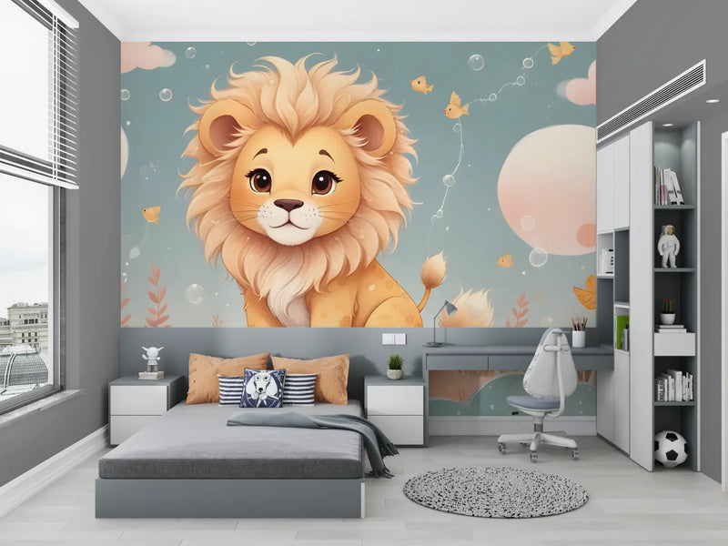 Papier Peint Enfant Lion - mur chambre panoramique