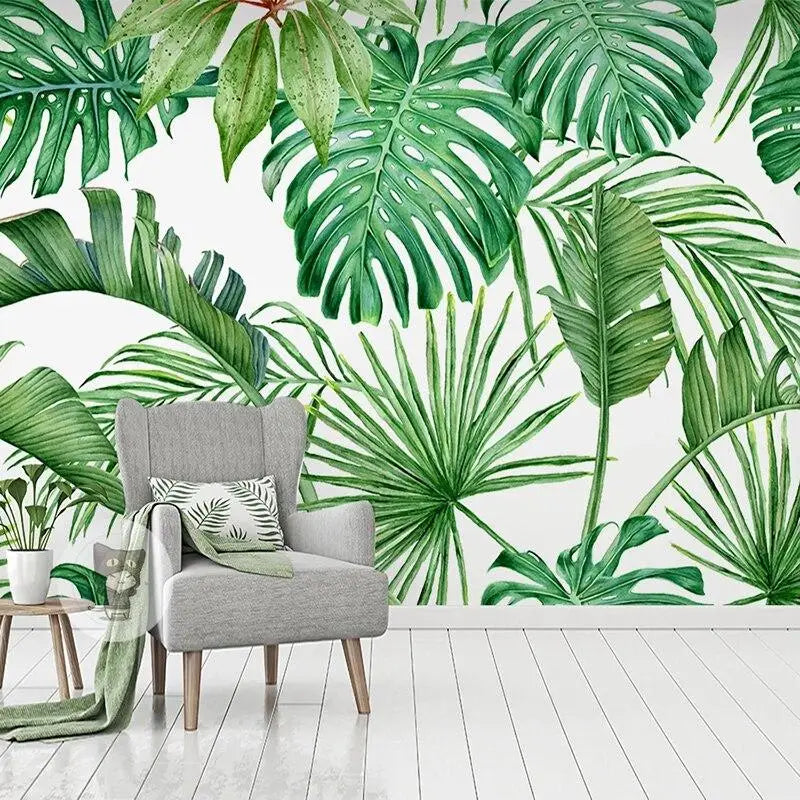 Green and White Foliage Wallpaper - Second Image