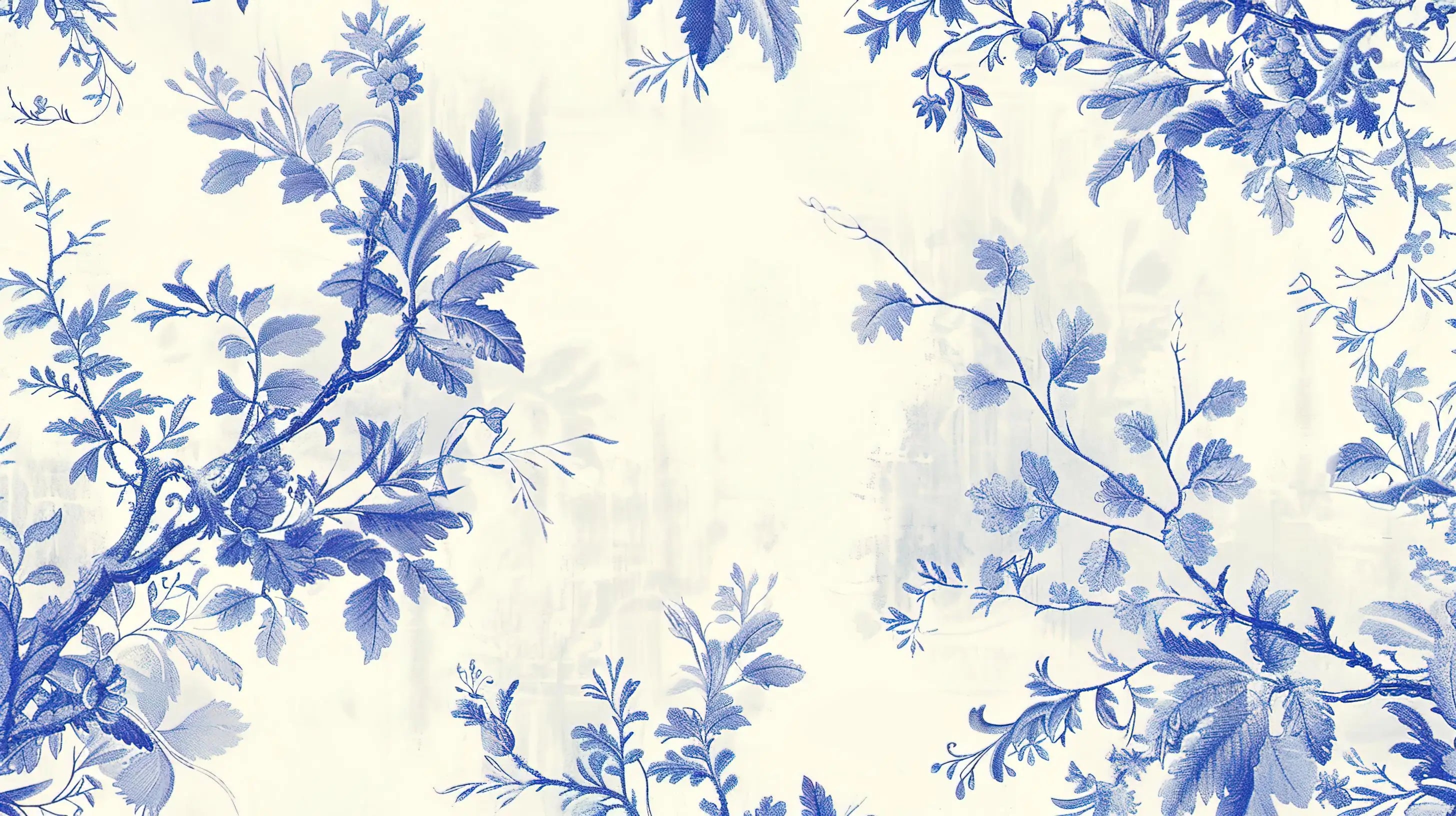 Vintage blue and white flower wallpaper