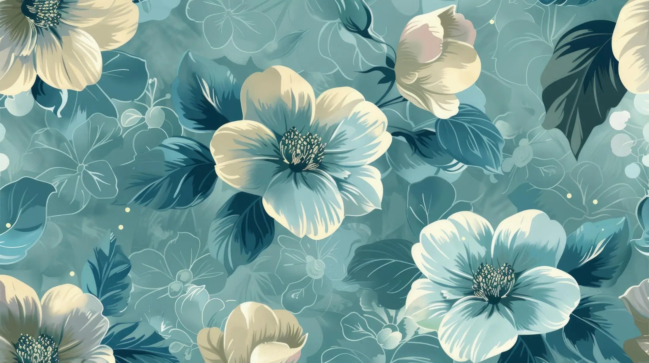 Duck blue flower wallpaper