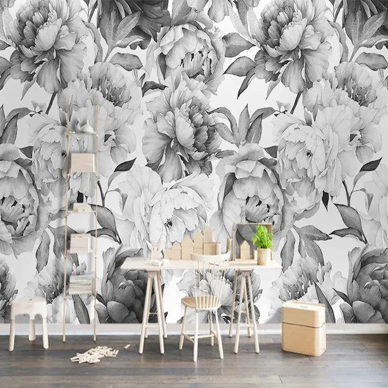 Black and White Floral Wallpaper - Second Image