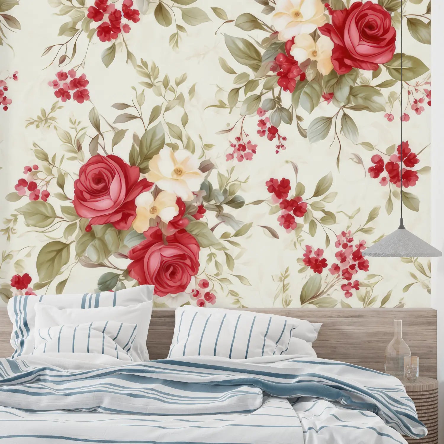 Red White Floral Wallpaper - Second Image