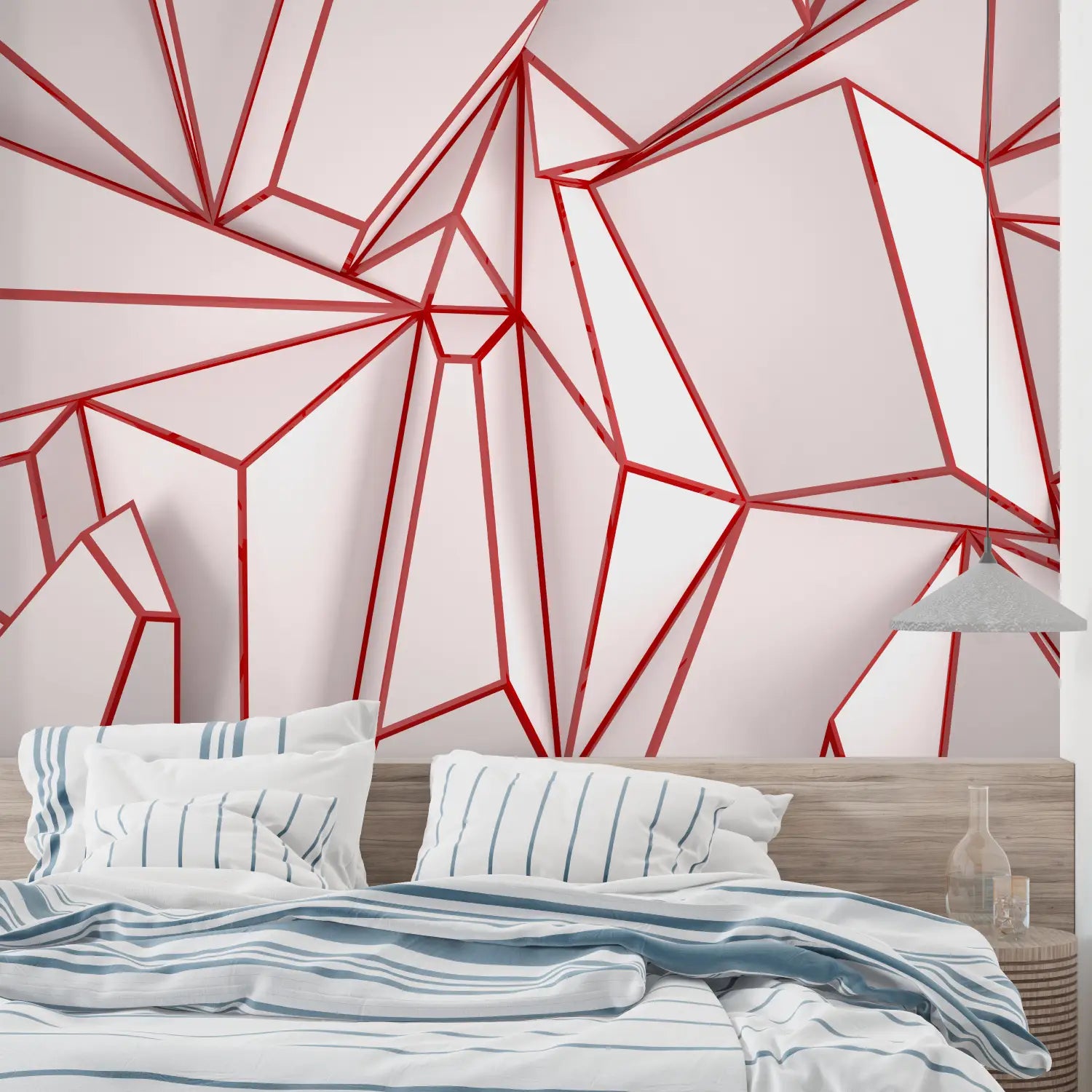 Red and White Geometric Wallpaper - Second Image