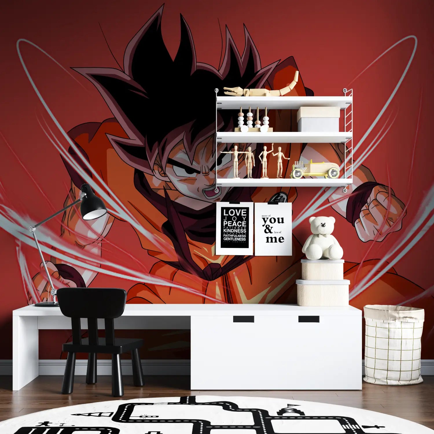 Papier Peint Goku Rouge - chambre spiderman