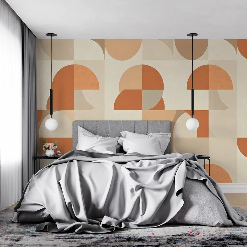 Papier Peint Graphique Orange - tendance mur