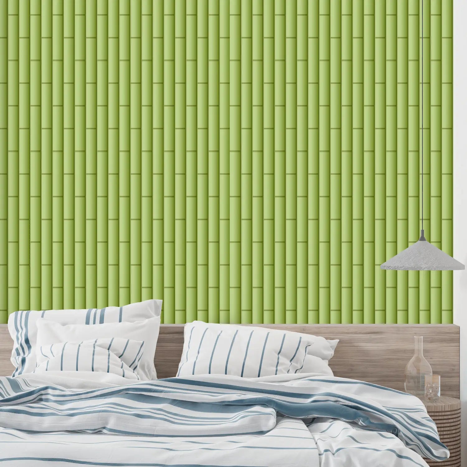 Light Green Faux Bamboo Wallpaper - Second Image