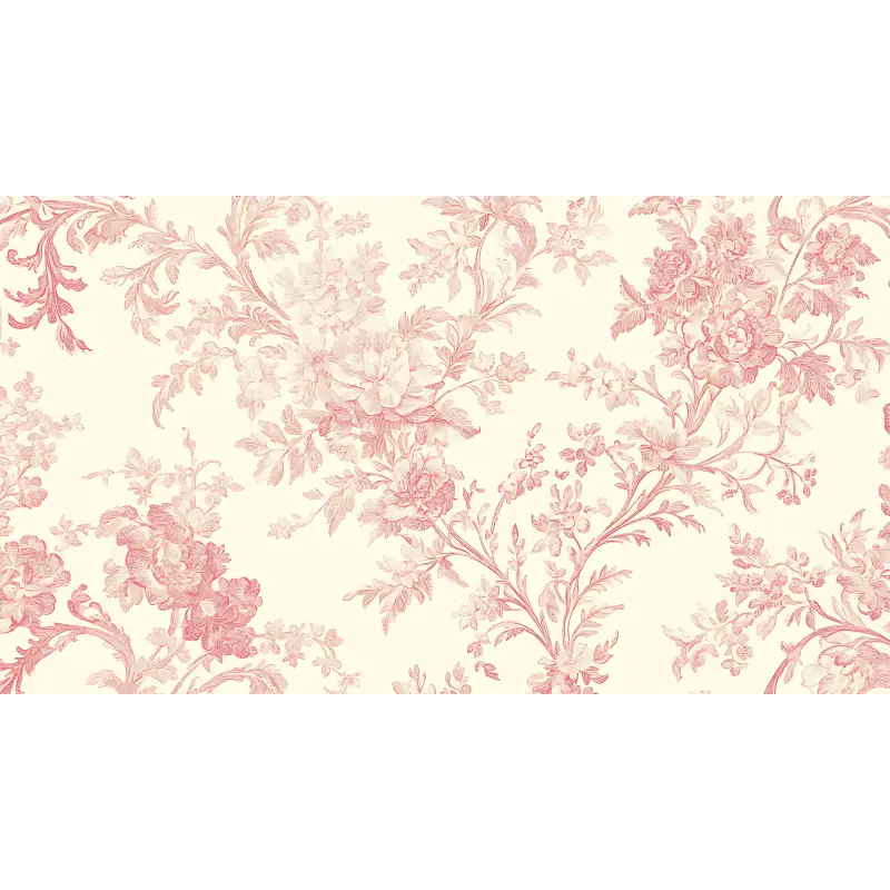 Papier Peint Imitation Toile De Jouy Rose