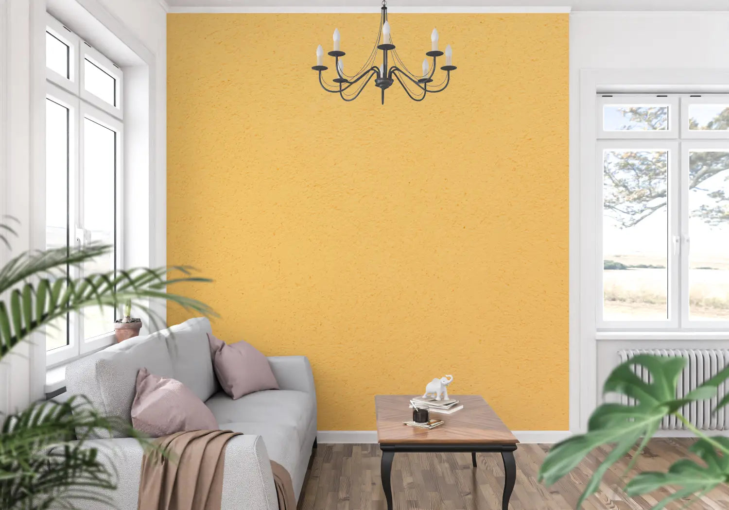 Papier Peint Intissé Jaune Orangé - panoramique tendance