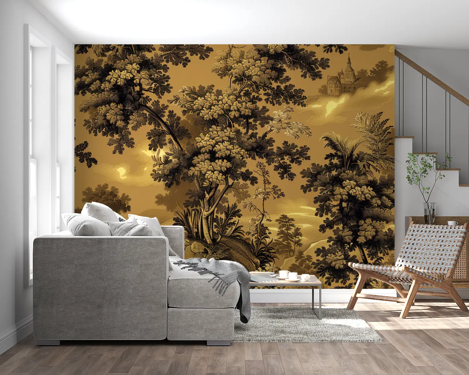 Panoramic Golden Japanese Wallpaper - Second Image