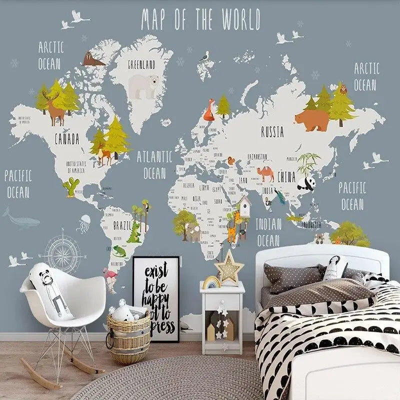 Children's World Map Wallpaper - Second Image