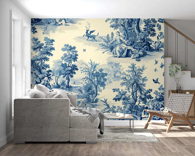 Papier Peint Motif Arbre Bleu - tendance 2024